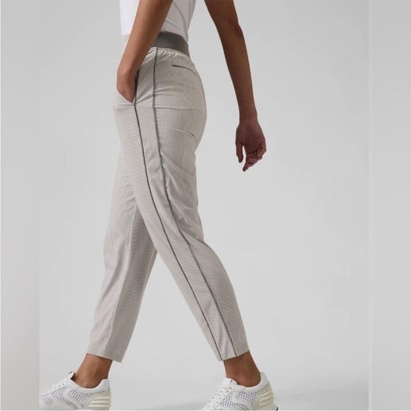 Athleta Gray Brooklyn Striped Ankle Pants - Picture 2 of 8